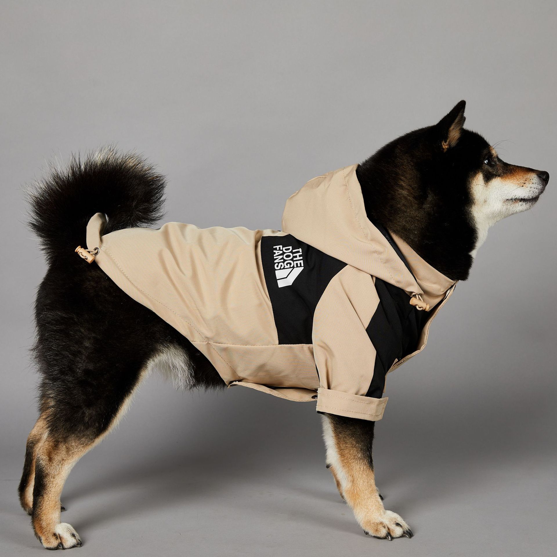 HKM-7001533 Khaki Shell Jacket for Dogs - Weather-Resistant Pet Coat in Multiple Sizes