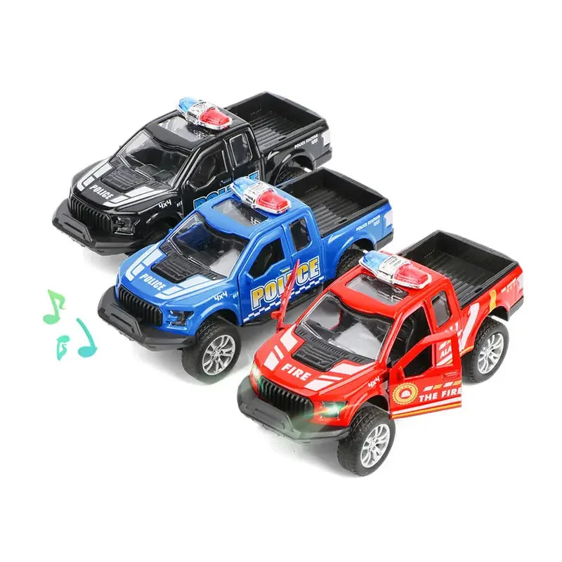 HKM-700243 1:32 Scale Toy Pickup Truck Die-Cast Model Car with Pull Back Function, Opening Doors, Light & Music