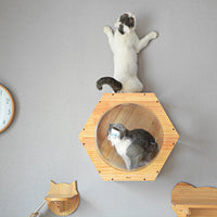 HKM-700243 Luxury Solid Wood Cat Tree with Scratching Post and Drilling Hole