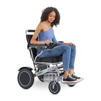 HKM-700307 Folding Electric Wheelchair D10 with Dual 6AH Lithium Batteries, Aluminum Alloy Frame, 20km Range, 120kg Capacity