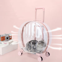 HKM-7004093 Transparent Cat Carrier Bag with Reinforced Structure and Rhombic Grid Design - Large Capacity in Pink and Green