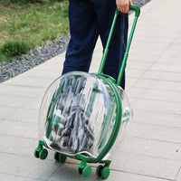 HKM-7004093 Transparent Cat Carrier Bag with Reinforced Structure and Rhombic Grid Design - Large Capacity in Pink and Green