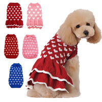 HKM-700499 Warm Red Acrylic Dog Sweater Skirt for Autumn and Winter