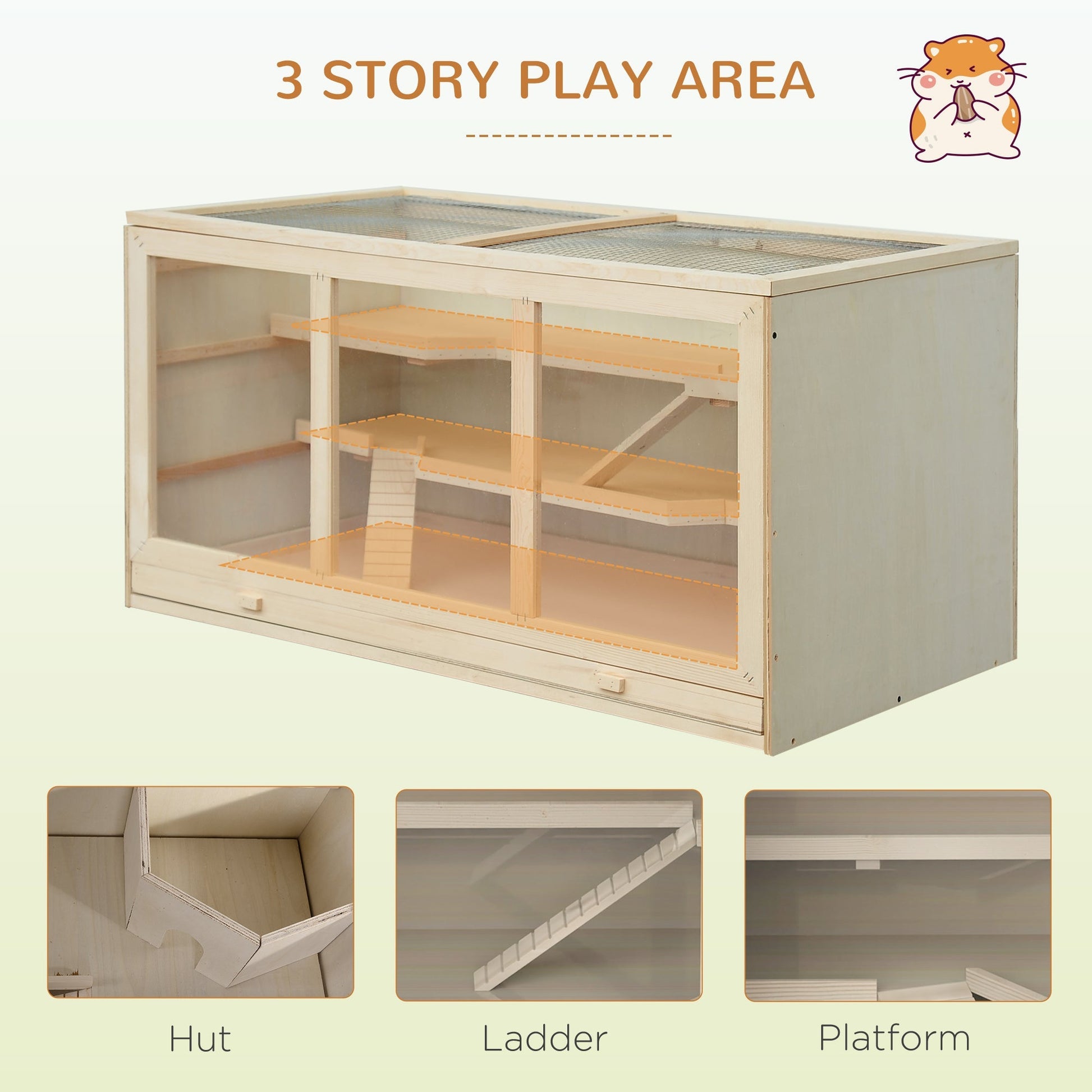 HKM-7005501 Extra Large Hamster Cage with Multiple Levels, Ramps, and Easy Access Door