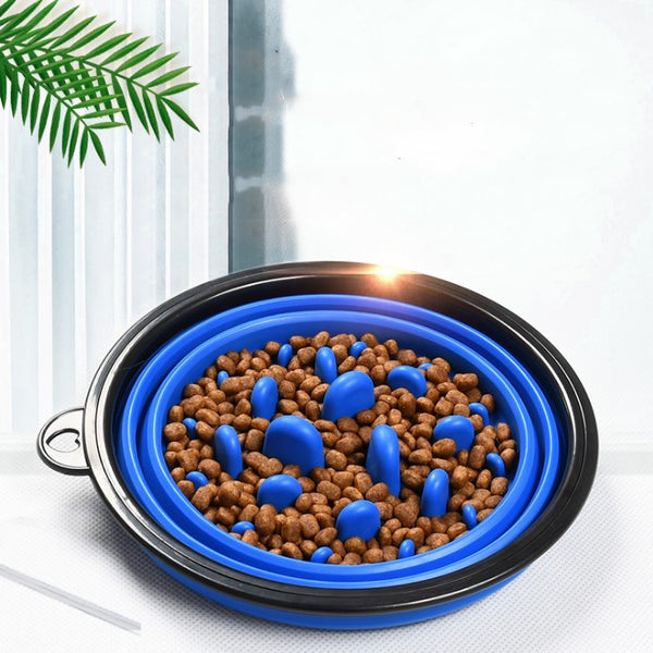 HKM-7005629 Collapsible Slow Food Bowl for Pets ¨C Portable Folding Anti-Choking Design, Easy to Carry