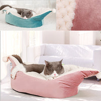 HKM-7005885 Small and Medium Cat Boat Nest Bed in Peacock Blue, Gray, and Gray Pink