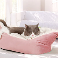 HKM-7005885 Small and Medium Cat Boat Nest Bed in Peacock Blue, Gray, and Gray Pink