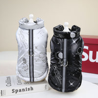 HKM-7006397 Stylish Autumn and Winter Cotton Dog and Cat Vest in Silver and Black, Multiple Sizes Available