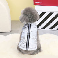 HKM-7006397 Stylish Autumn and Winter Cotton Dog and Cat Vest in Silver and Black, Multiple Sizes Available