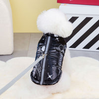 HKM-7006397 Stylish Autumn and Winter Cotton Dog and Cat Vest in Silver and Black, Multiple Sizes Available