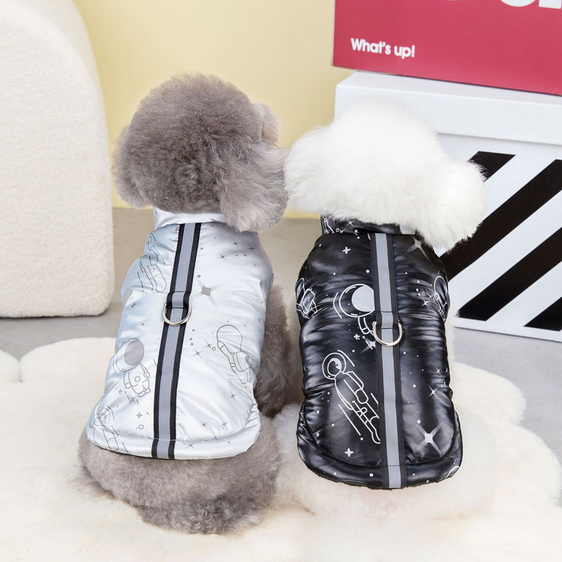 HKM-7006397 Stylish Autumn and Winter Cotton Dog and Cat Vest in Silver and Black, Multiple Sizes Available