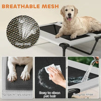 HKM-7006653 Elevated Dog Bed with Removable Canopy and Cooling Pad for Outdoor Use
