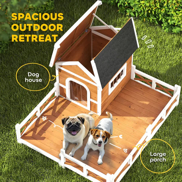 HKM-7007293 Stylish Wooden Dog House for Indoor and Outdoor Use