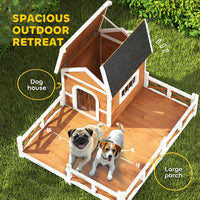 HKM-7007293 Stylish Wooden Dog House for Indoor and Outdoor Use