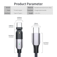 HKM-700819 Rotatable 60W and 100W Data Cable - Lengths of 1.2m and 2m - Available in Sparkling Black and Flame Red