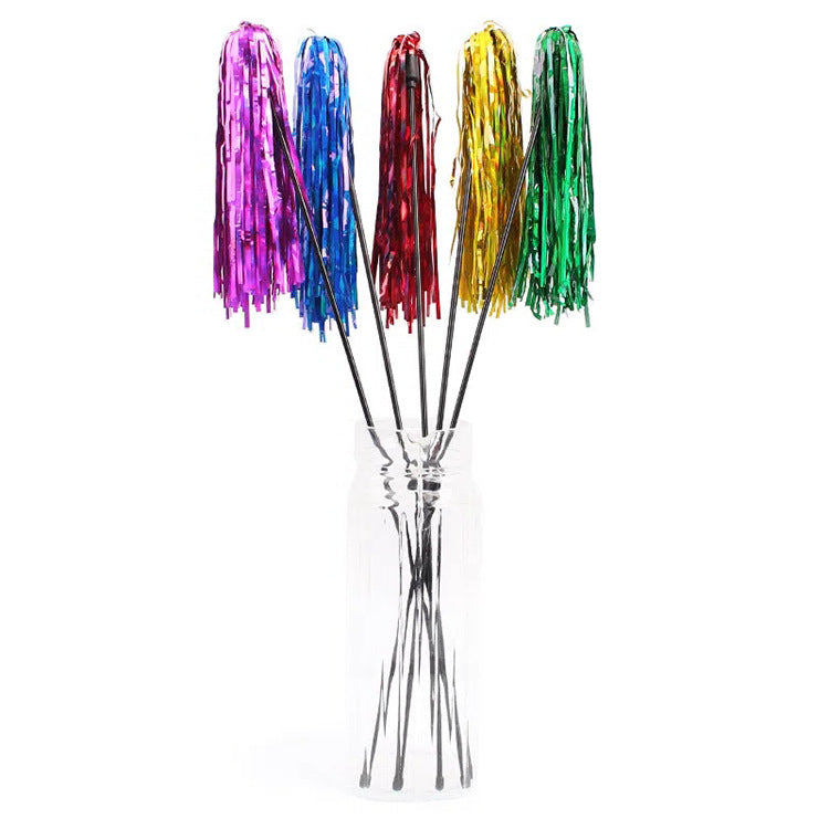 HKM-7008445 Colorful Striped Cat Teaser Wand with Elastic Rod and Plastic Ribbons