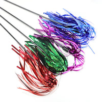 HKM-7008445 Colorful Striped Cat Teaser Wand with Elastic Rod and Plastic Ribbons