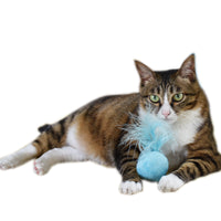 HKM-700883 Vocal Catnip Cat Claw Toy Ball with Feather - Soft Crystal Flannel & Fiber Cotton, 14G Diameter