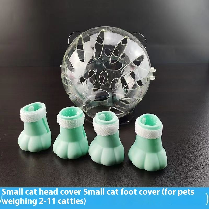 HKM-7009085 Cat Anti-Licking Head Cover with Foot Covers - Comfortable ABS Material for All Seasons