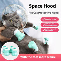 HKM-7009085 Cat Anti-Licking Head Cover with Foot Covers - Comfortable ABS Material for All Seasons