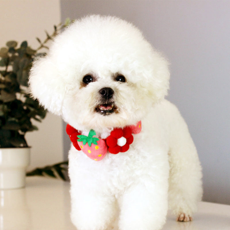 HKM-7010237 Strawberry Floral Cotton Collar for Medium to Large Dogs