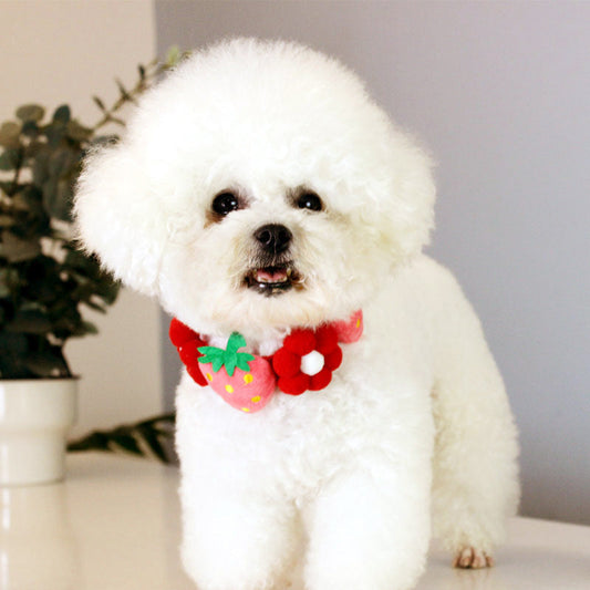 HKM-7010237 Strawberry Floral Cotton Collar for Medium to Large Dogs