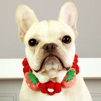 HKM-7010237 Strawberry Floral Cotton Collar for Medium to Large Dogs