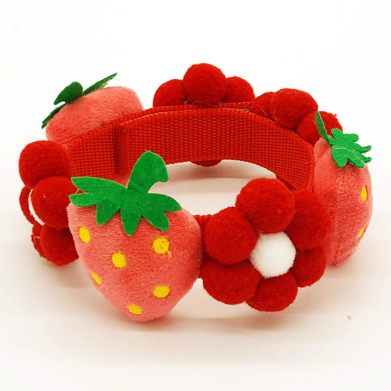 HKM-7010237 Strawberry Floral Cotton Collar for Medium to Large Dogs