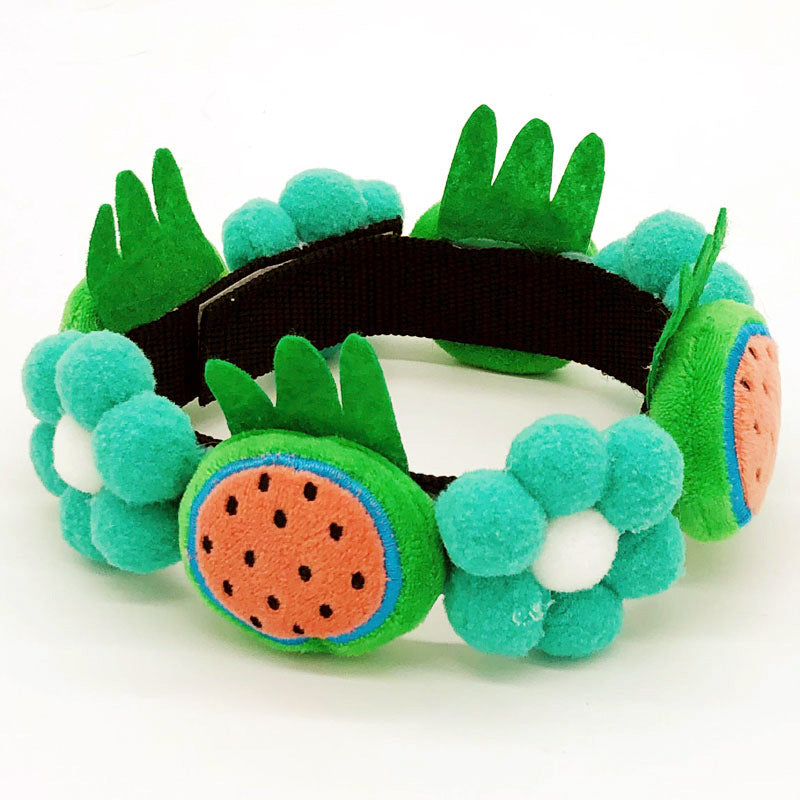 HKM-7010237 Strawberry Floral Cotton Collar for Medium to Large Dogs