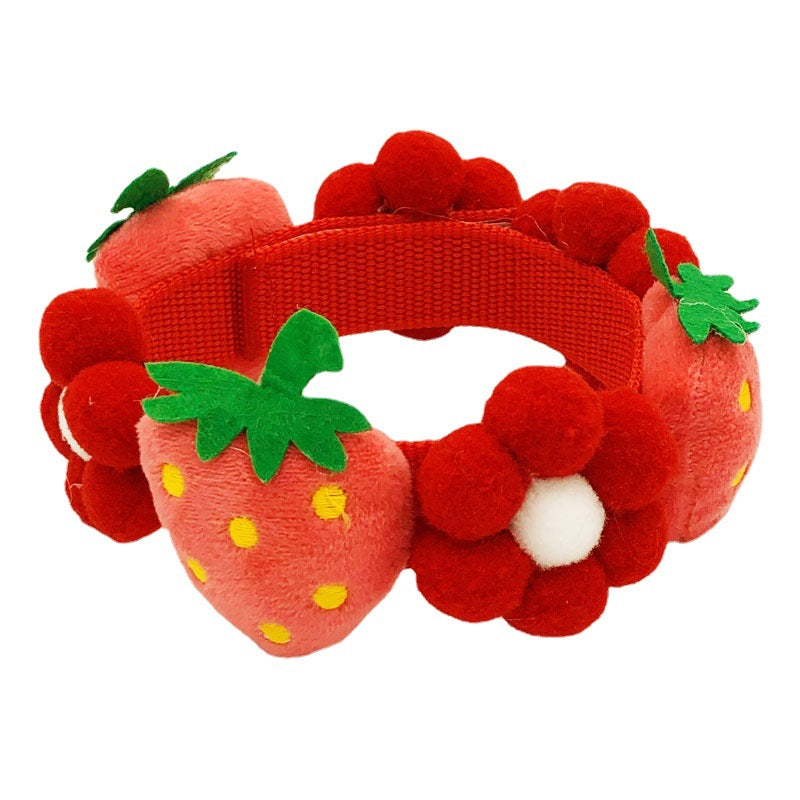 HKM-7010237 Strawberry Floral Cotton Collar for Medium to Large Dogs