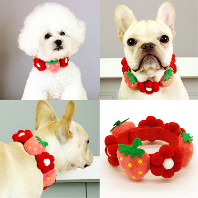 HKM-7010237 Strawberry Floral Cotton Collar for Medium to Large Dogs