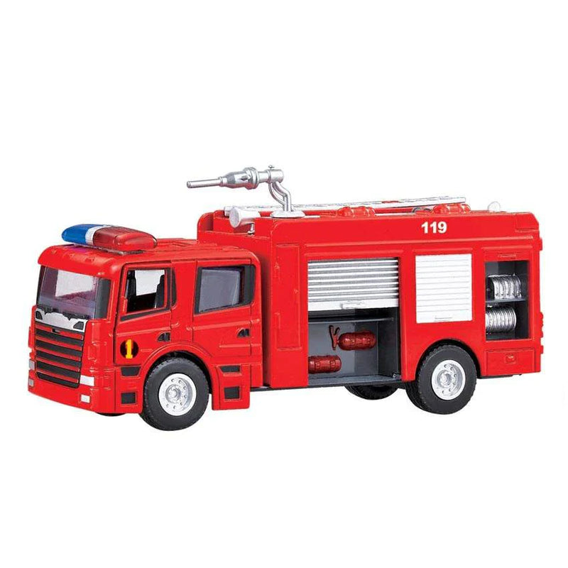 HKM-701075 Diecast 1:50 Fire Extinguisher Truck Toy for Kids, Metal Construction, Ideal for Ages 3+