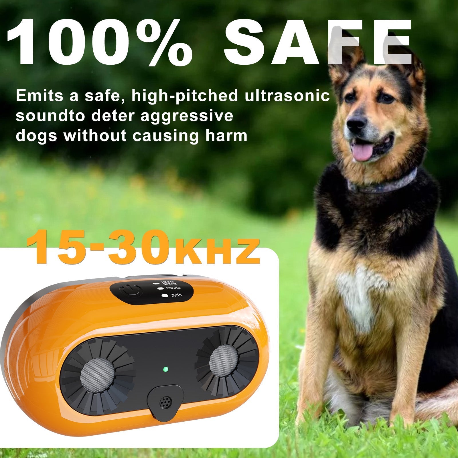 HKM-7010877 Ultrasonic Anti-Bark Device with 3 Adjustable Modes for Dogs, Effective Indoor & Outdoor Bark Control up to 50ft