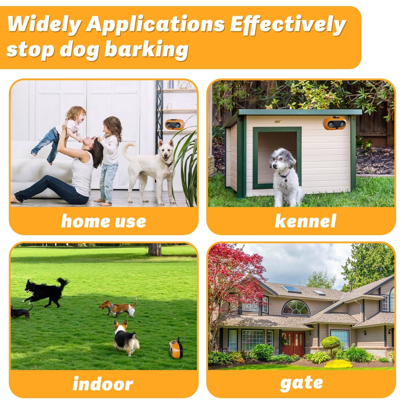 HKM-7010877 Ultrasonic Anti-Bark Device with 3 Adjustable Modes for Dogs, Effective Indoor & Outdoor Bark Control up to 50ft