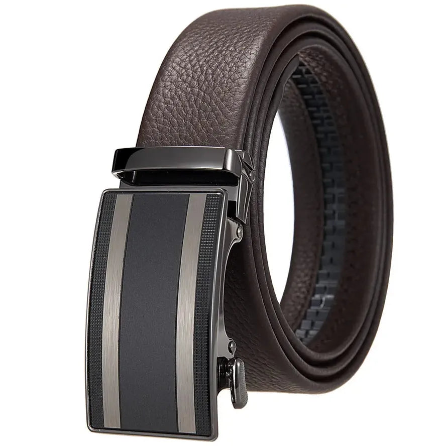 HKM-701139 Automatic Alloy Buckle Leather Belt with Removable Buckle - Model LY36-25629-5