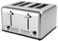 HKM-701331 Stainless Steel Retro 4-Slice Bread Toaster with 1.5-Inch Wide Slots and Automatic Pop-Up Function