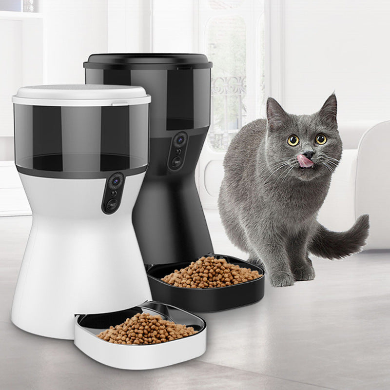 HKM-7013565 Automatic Pet Feeder for Dogs and Cats - WiFi, Video Options, ABS Material, White Finish