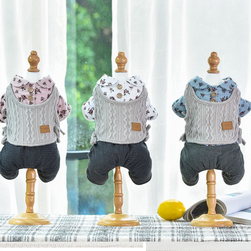 HKM-7013949 Cozy Cotton and Wool Teddy Dog Apparel for Autumn and Winter