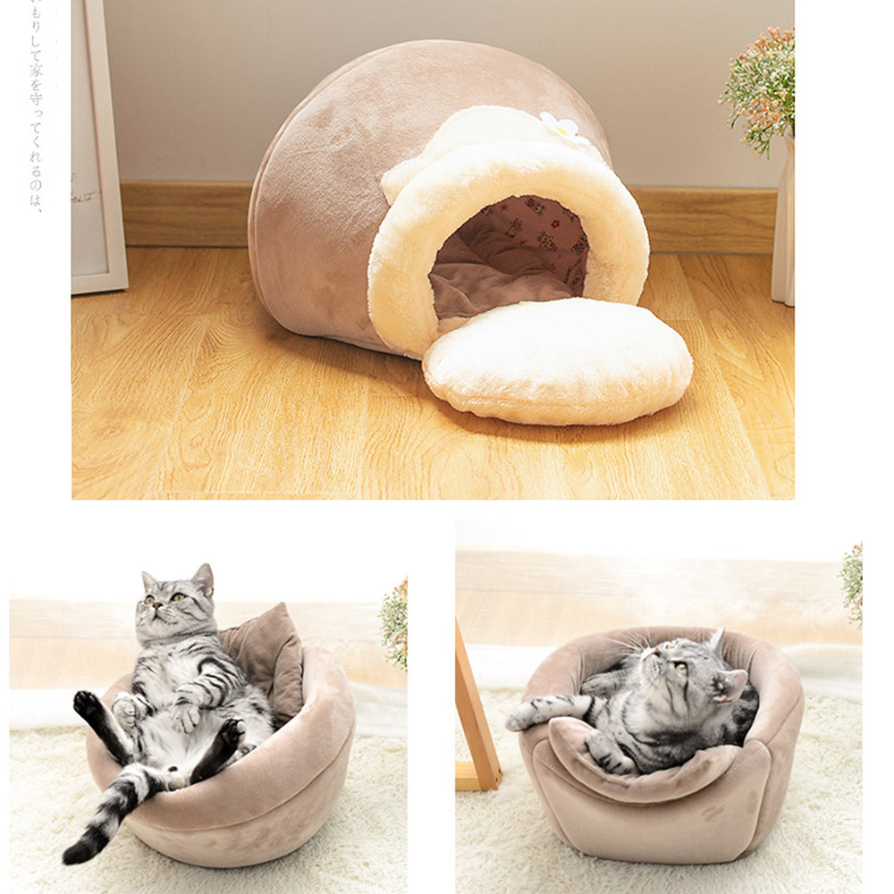 HKM-701395 Cozy 3-in-1 Pet House Bed - Soft Basin-Shaped Design for Cats and Dogs