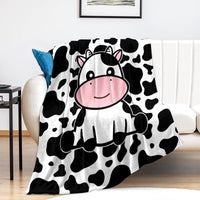 HKM-7014205 Cows Pattern Flannel Digital Blanket - 100x150cm, Multiple Color Options
