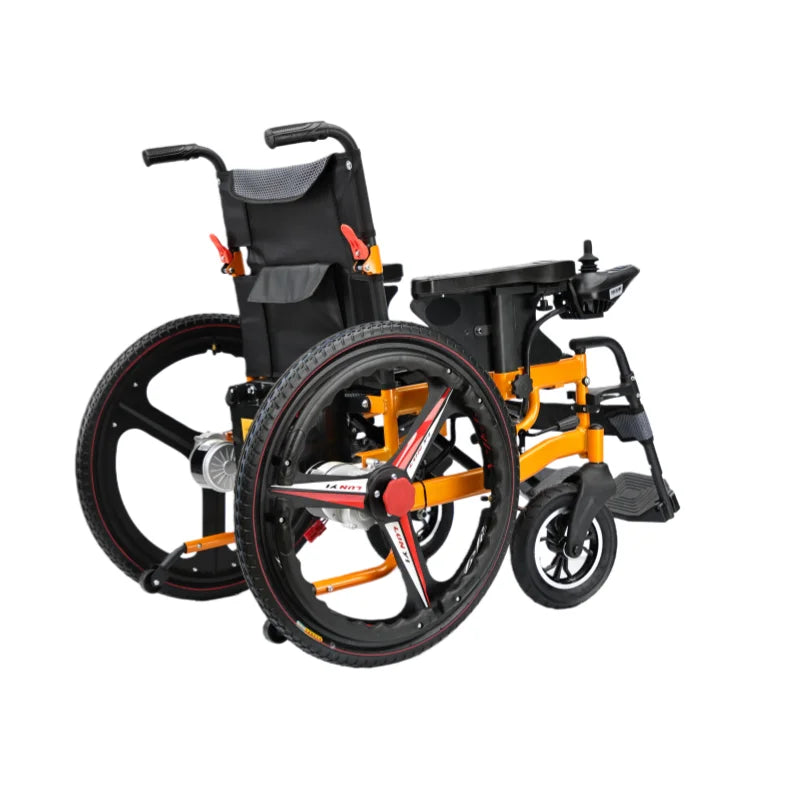 HKM-701459 Folding Electric Wheelchair with Powerful Electromagnetic Brake and Dual Brush Motors
