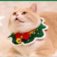 HKM-7015357 Hand-Woven Velvet Pet Scarf for All Seasons - Cartoon Design Available in XS, S, M, L Sizes