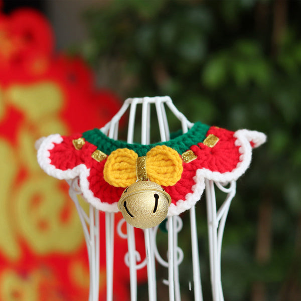 HKM-7015357 Hand-Woven Velvet Pet Scarf for All Seasons - Cartoon Design Available in XS, S, M, L Sizes