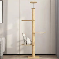 HKM-7016637 Solid Wood Cat Climbing Frame with Space Capsule, Nest, and Springboard - Durable Pine Construction
