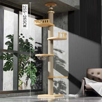 HKM-7016637 Solid Wood Cat Climbing Frame with Space Capsule, Nest, and Springboard - Durable Pine Construction