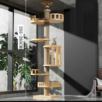HKM-7016637 Solid Wood Cat Climbing Frame with Space Capsule, Nest, and Springboard - Durable Pine Construction