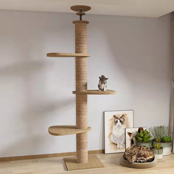 HKM-7016637 Solid Wood Cat Climbing Frame with Space Capsule, Nest, and Springboard - Durable Pine Construction
