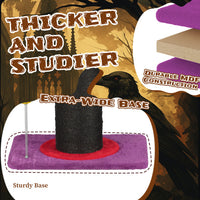 HKM-7018813 Wizard Hat Cat Scratching Post with Spring Ball Toy for Indoor Cats - Purple Halloween Design
