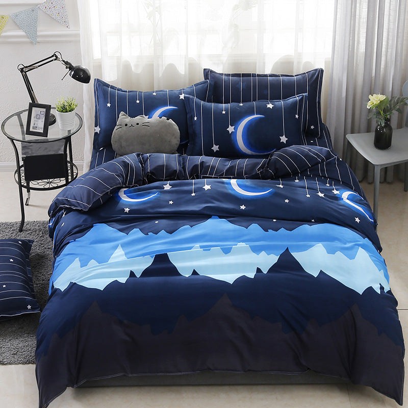 HKM-701907 Floral Plant Pattern Aloe Cotton 4-Piece Bedding Set in Multiple Sizes