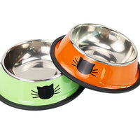 HKM-7019325 Colorful Stainless Steel Non-Slip Pet Bowls for Dogs and Cats - Set of 2/3